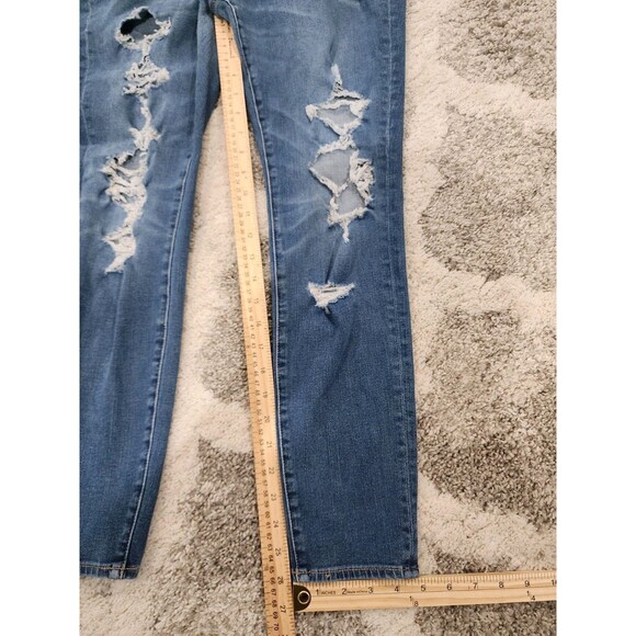 American Eagle Size 10 Med Wash Distressed Super Hi-Rise Jegging Dream Jeans - Picture 4 of 12